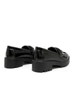 Girls' Back to School Black Patent Loafers 22983 — Chain Detailing
