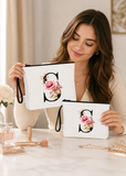 2 Pcs Initial White Makeup Bag Set for Women