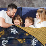 Pure Cotton Reversible Duvet Set - Sweet Dreams Navy Mustard Quilt Cover Set