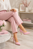 Pointy Toe Court Shoes Pink Patent Stiletto Heel Formal Elegant G-924