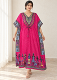 Women’s V-Neck Batwing-Sleeve Maxi Kaftan Dress – One Size