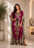 Women Pink Polyester Kaftan Maxi Dress
