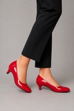 Women Round Toe Kitten Heel Shoes Red Patent G-20 PLUS