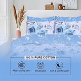 100% Cotton Duvet Cover Set | Soft and Stylish Blue Roses Print