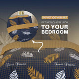 Pure Cotton Reversible Duvet Set - Sweet Dreams Navy Mustard Quilt Cover Set