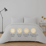 4 Piece Complete Bedding Set Duvet Cover Set With Fitted Bed Sheet & Pillowcases - White