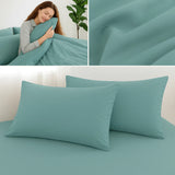 4 Piece Complete Bedding Set Duvet Cover Set With Fitted Bed Sheet & Pillowcases - Duck Egg