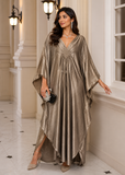 Women's Silver Gray Luxury Kaftan Maxi Dress