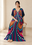 Women’s Butterflies Multicoloured Striped Plus-Size Kaftan Beach Cover-Up