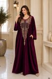 Women's wine Red Embroidered Beach Kaftan Maxi Cover Up
