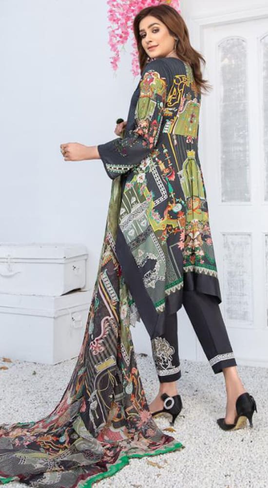 Maryam & Mariyas Digital Embroided Lawn 3 Piece Suit - U1057