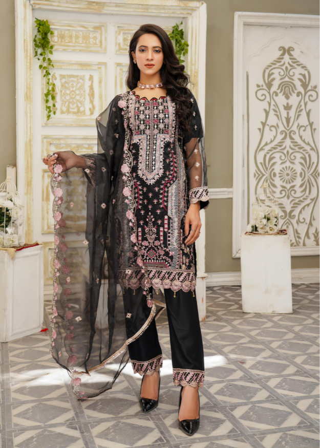Lush Embroidered Organza 3 Piece Suit L115